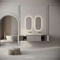 Belgravia Double Vanity Unit & Stone Basin 1400mm Sabbia Grigio Oak